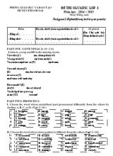 Đề thi Olympic môn Tiếng Anh Lớp 8 - Năm học 2014-2015 - Trường THCS Bình Minh (Có đáp án)